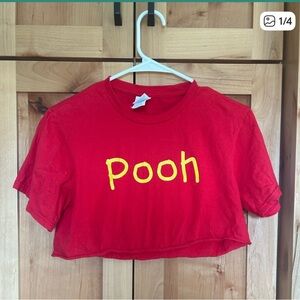 Red Pooh pregnancy maternity Crop Top costume dress up adult small Disney